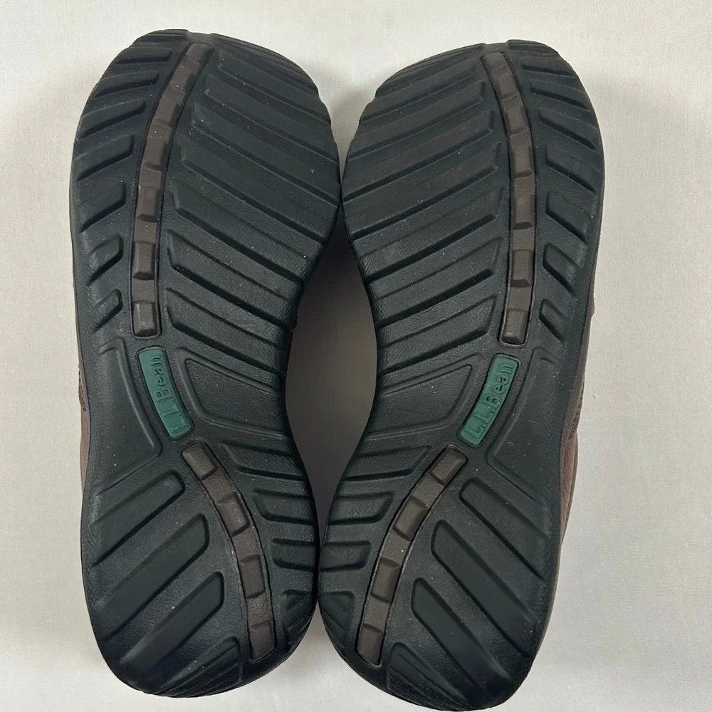 LL Bean Shoes Comfort Mocs Mens 7.5‎ Medium Brown Leather Slip On Hiking Outdoor